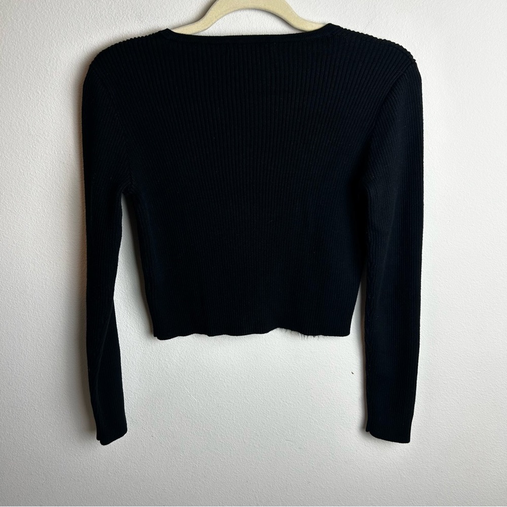 Brandy Melville Shannon cotton ribbed knit cropped sweater black size: O/S - Picture 9 of 9